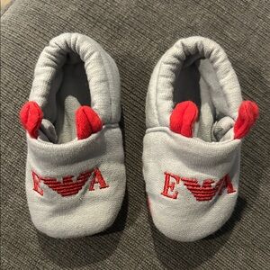 Gray and Red Armani Baby Booties